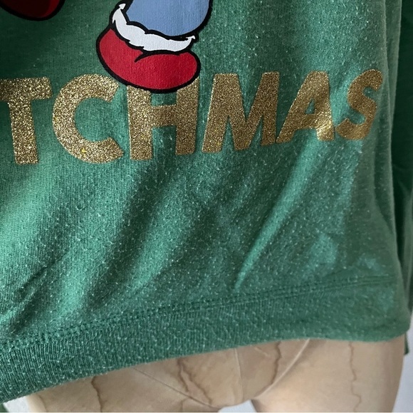 MERRY STITCHMAS sz S Christmas Green Long Sleeve Tshirt Stitch - Picture 2 of 7